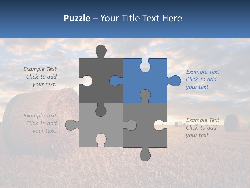 A Field With Hay Bales In The Foreground And A Sunset In The Background PowerPoint Template