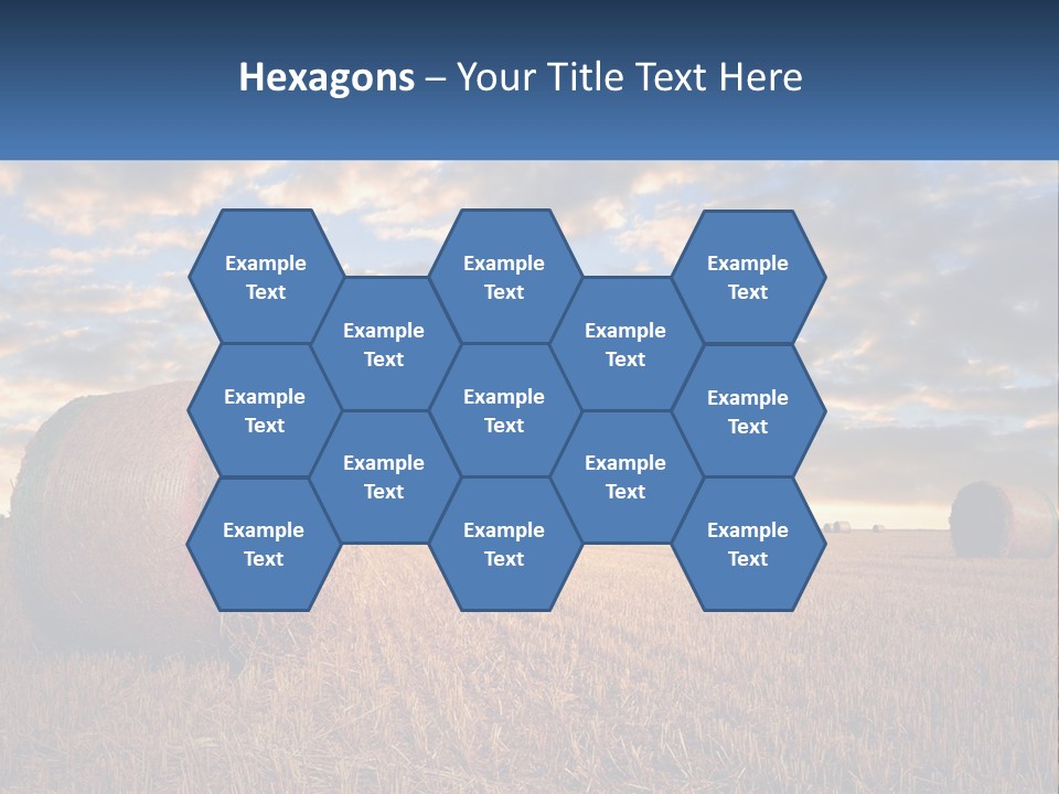 A Field With Hay Bales In The Foreground And A Sunset In The Background PowerPoint Template