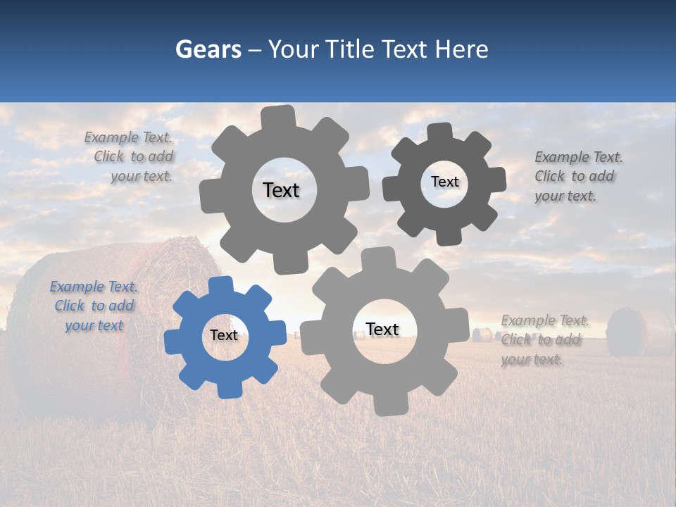 A Field With Hay Bales In The Foreground And A Sunset In The Background PowerPoint Template