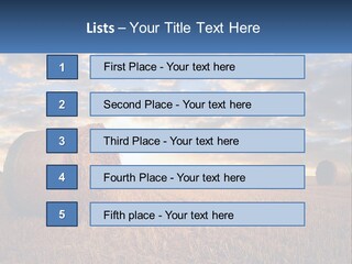 A Field With Hay Bales In The Foreground And A Sunset In The Background PowerPoint Template
