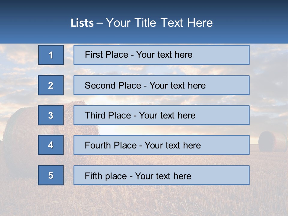A Field With Hay Bales In The Foreground And A Sunset In The Background PowerPoint Template