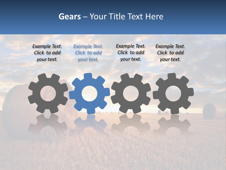 A Field With Hay Bales In The Foreground And A Sunset In The Background PowerPoint Template