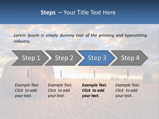 A Field With Hay Bales In The Foreground And A Sunset In The Background PowerPoint Template