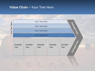A Field With Hay Bales In The Foreground And A Sunset In The Background PowerPoint Template