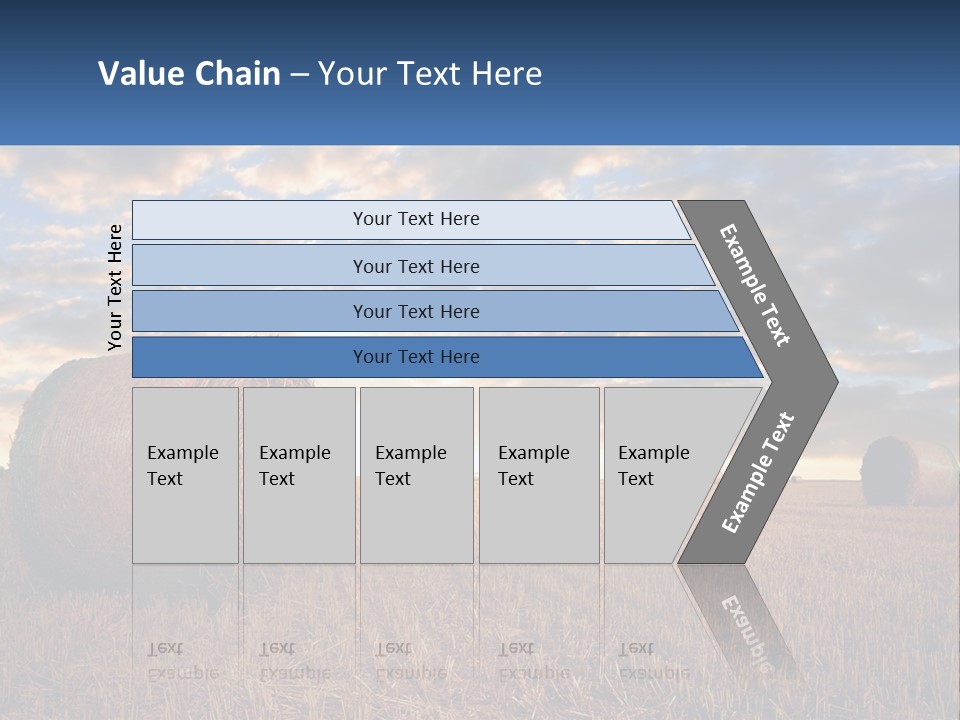 A Field With Hay Bales In The Foreground And A Sunset In The Background PowerPoint Template