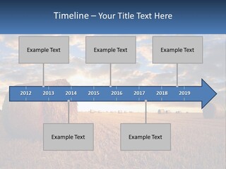 A Field With Hay Bales In The Foreground And A Sunset In The Background PowerPoint Template