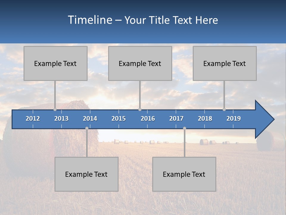 A Field With Hay Bales In The Foreground And A Sunset In The Background PowerPoint Template
