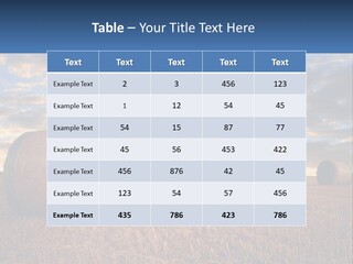 A Field With Hay Bales In The Foreground And A Sunset In The Background PowerPoint Template