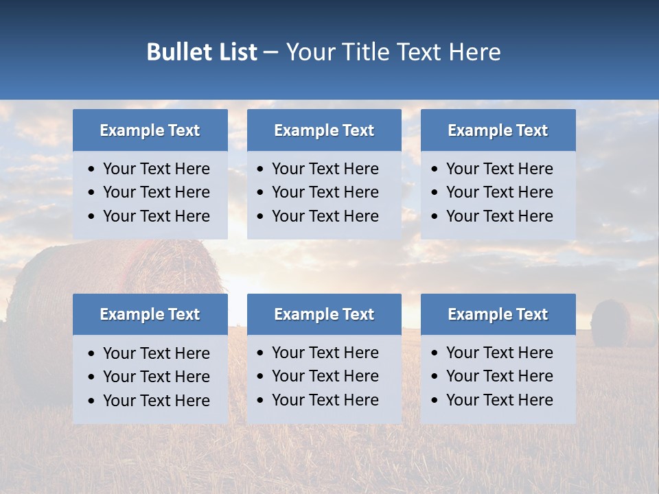 A Field With Hay Bales In The Foreground And A Sunset In The Background PowerPoint Template