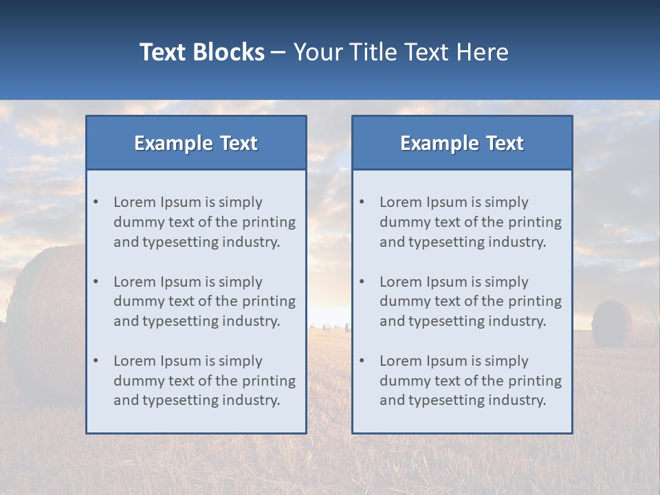 A Field With Hay Bales In The Foreground And A Sunset In The Background PowerPoint Template