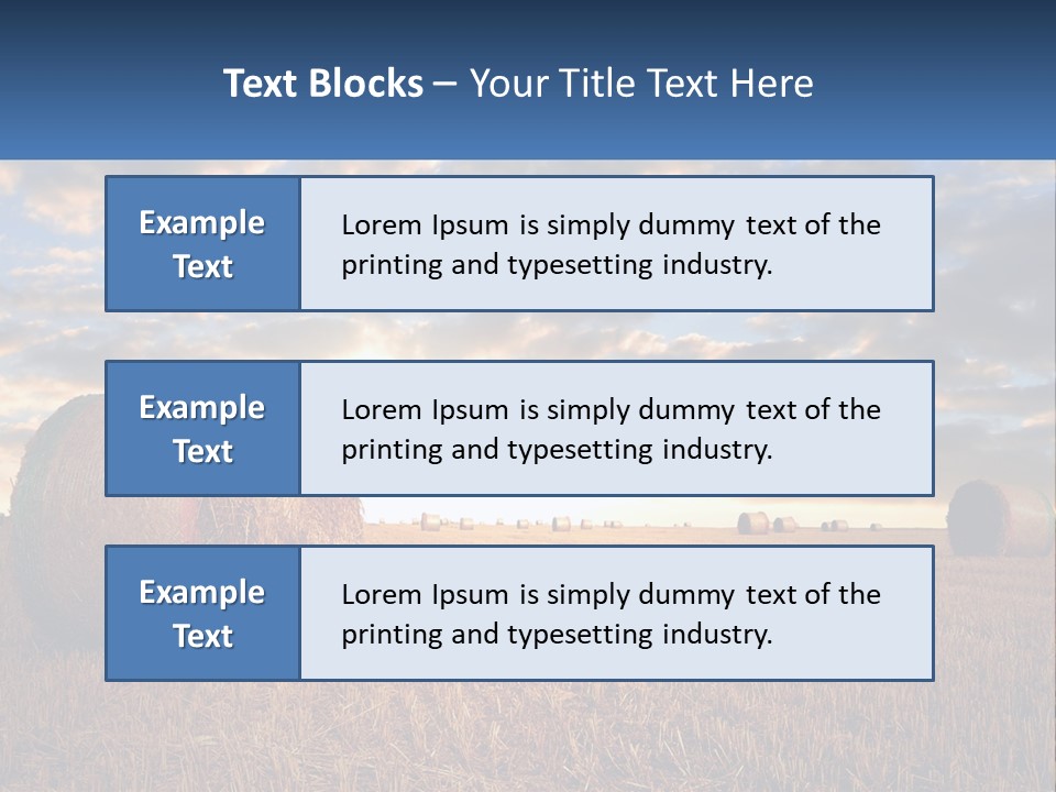 A Field With Hay Bales In The Foreground And A Sunset In The Background PowerPoint Template