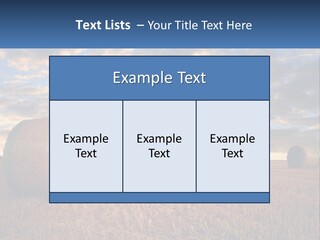 A Field With Hay Bales In The Foreground And A Sunset In The Background PowerPoint Template