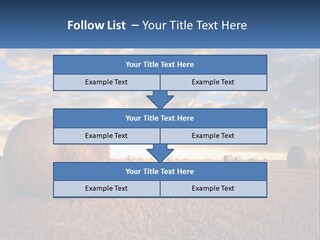 A Field With Hay Bales In The Foreground And A Sunset In The Background PowerPoint Template