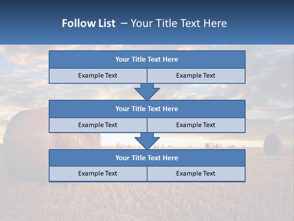 A Field With Hay Bales In The Foreground And A Sunset In The Background PowerPoint Template