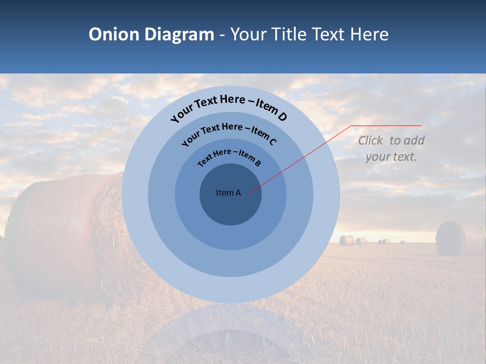 A Field With Hay Bales In The Foreground And A Sunset In The Background PowerPoint Template