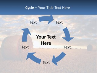 A Field With Hay Bales In The Foreground And A Sunset In The Background PowerPoint Template