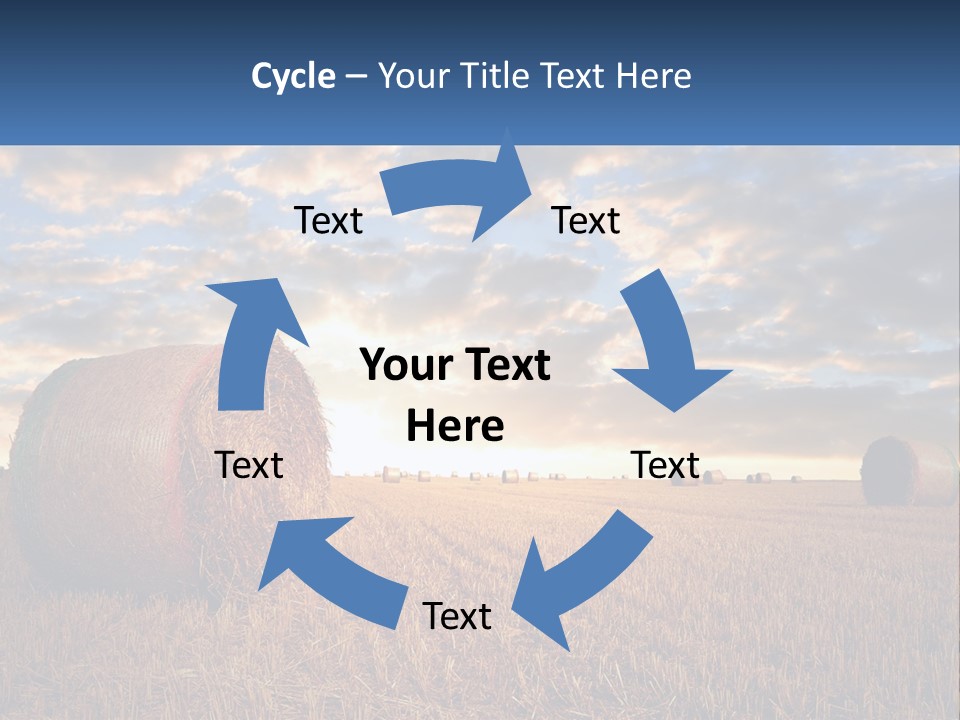 A Field With Hay Bales In The Foreground And A Sunset In The Background PowerPoint Template