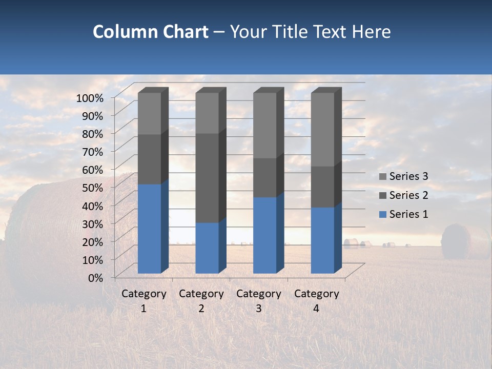 A Field With Hay Bales In The Foreground And A Sunset In The Background PowerPoint Template
