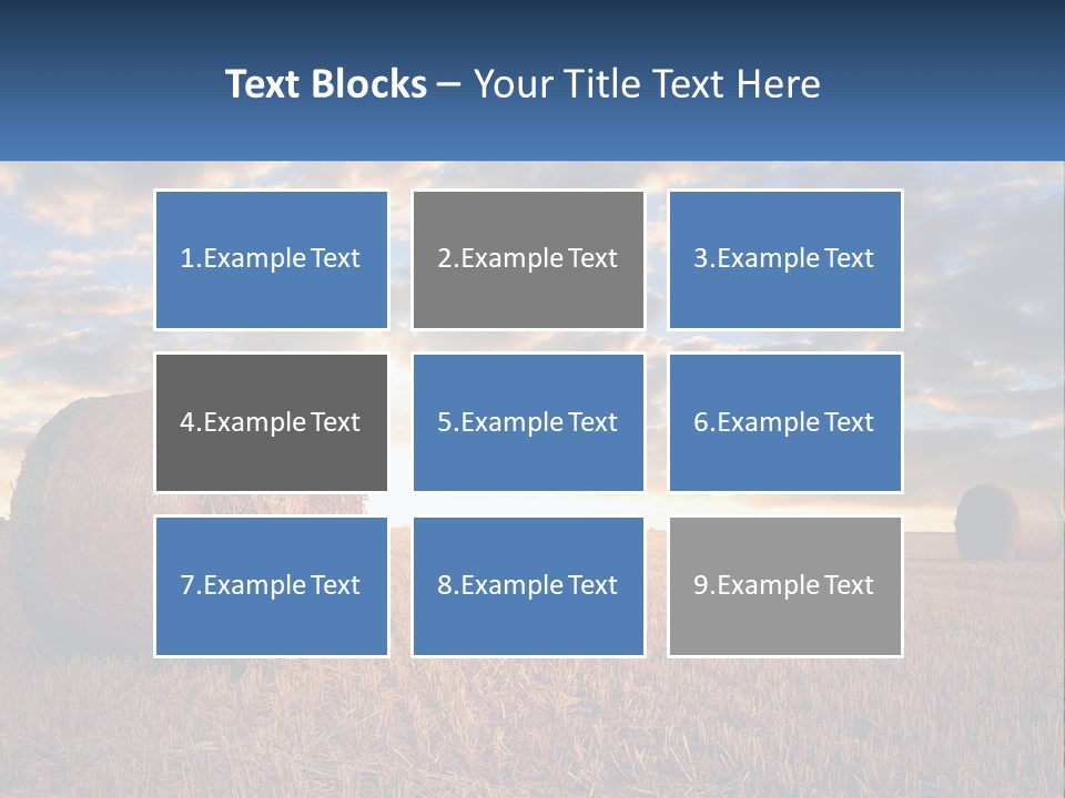 A Field With Hay Bales In The Foreground And A Sunset In The Background PowerPoint Template
