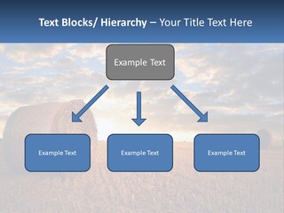A Field With Hay Bales In The Foreground And A Sunset In The Background PowerPoint Template