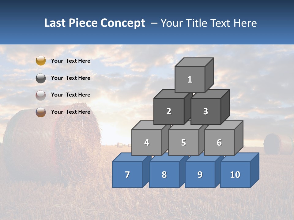 A Field With Hay Bales In The Foreground And A Sunset In The Background PowerPoint Template