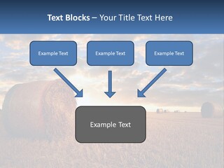 A Field With Hay Bales In The Foreground And A Sunset In The Background PowerPoint Template