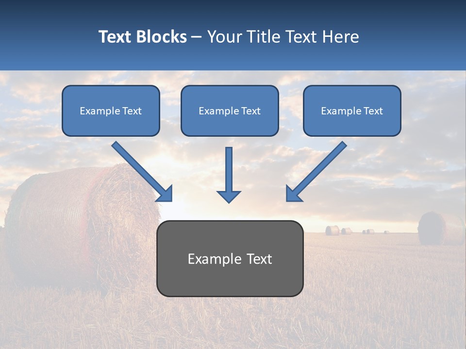 A Field With Hay Bales In The Foreground And A Sunset In The Background PowerPoint Template