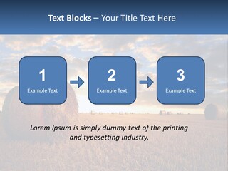 A Field With Hay Bales In The Foreground And A Sunset In The Background PowerPoint Template