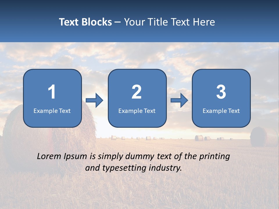 A Field With Hay Bales In The Foreground And A Sunset In The Background PowerPoint Template