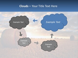 A Field With Hay Bales In The Foreground And A Sunset In The Background PowerPoint Template