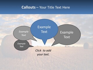 A Field With Hay Bales In The Foreground And A Sunset In The Background PowerPoint Template