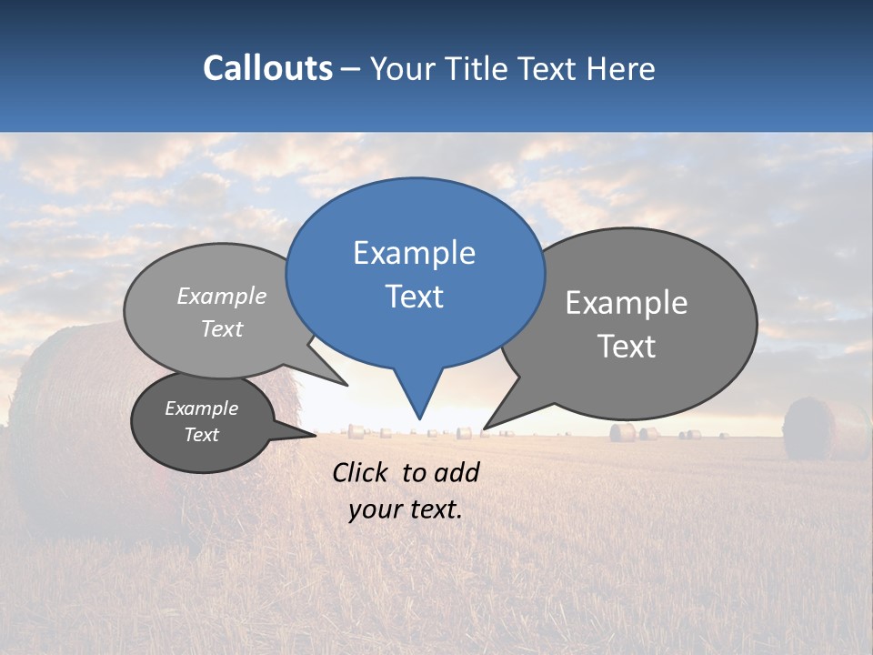 A Field With Hay Bales In The Foreground And A Sunset In The Background PowerPoint Template
