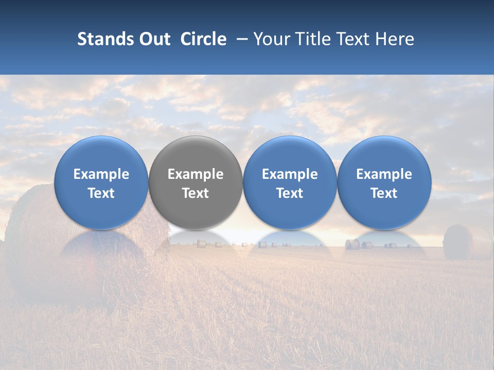 A Field With Hay Bales In The Foreground And A Sunset In The Background PowerPoint Template