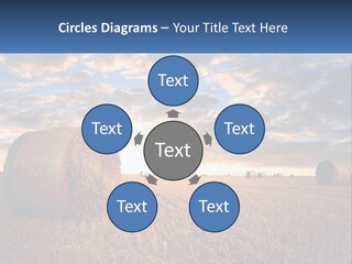 A Field With Hay Bales In The Foreground And A Sunset In The Background PowerPoint Template