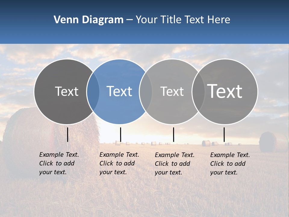 A Field With Hay Bales In The Foreground And A Sunset In The Background PowerPoint Template