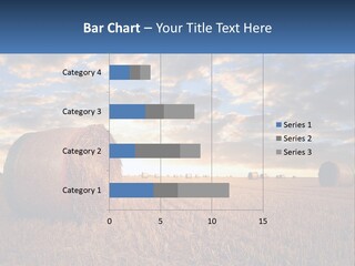 A Field With Hay Bales In The Foreground And A Sunset In The Background PowerPoint Template