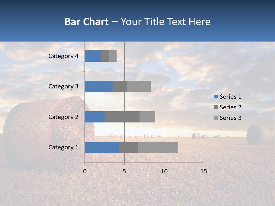 A Field With Hay Bales In The Foreground And A Sunset In The Background PowerPoint Template