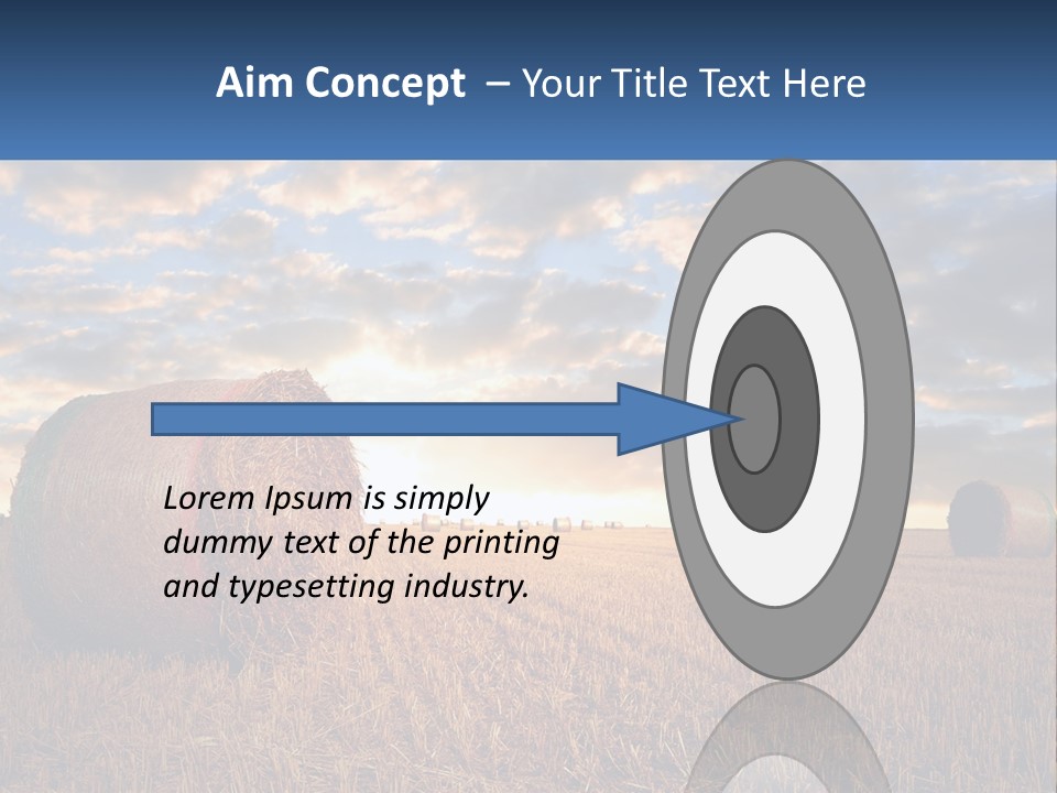 A Field With Hay Bales In The Foreground And A Sunset In The Background PowerPoint Template