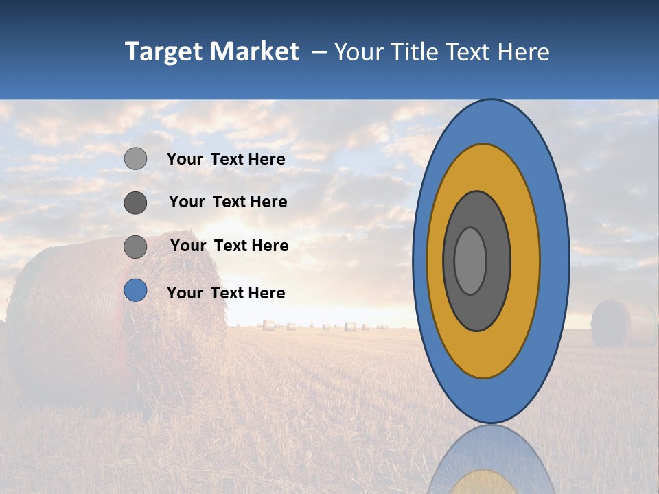 A Field With Hay Bales In The Foreground And A Sunset In The Background PowerPoint Template