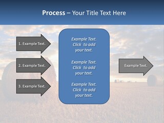 A Field With Hay Bales In The Foreground And A Sunset In The Background PowerPoint Template