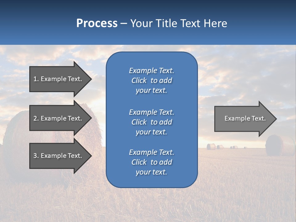 A Field With Hay Bales In The Foreground And A Sunset In The Background PowerPoint Template