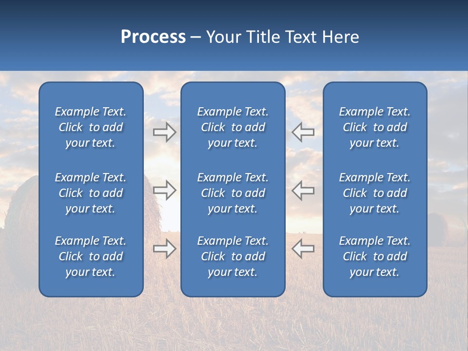 A Field With Hay Bales In The Foreground And A Sunset In The Background PowerPoint Template