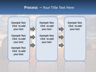 A Field With Hay Bales In The Foreground And A Sunset In The Background PowerPoint Template