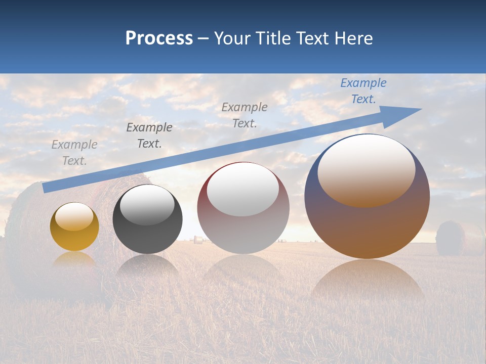 A Field With Hay Bales In The Foreground And A Sunset In The Background PowerPoint Template