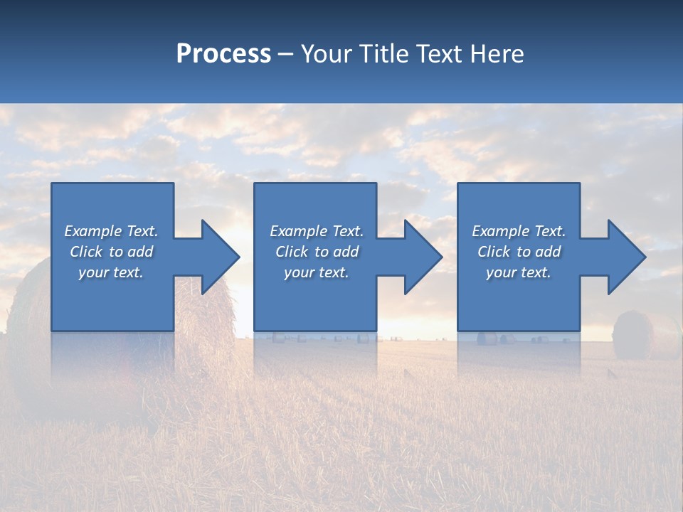 A Field With Hay Bales In The Foreground And A Sunset In The Background PowerPoint Template