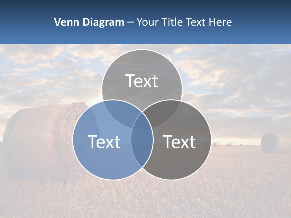 A Field With Hay Bales In The Foreground And A Sunset In The Background PowerPoint Template