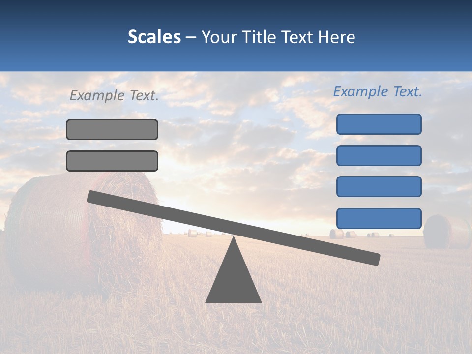 A Field With Hay Bales In The Foreground And A Sunset In The Background PowerPoint Template