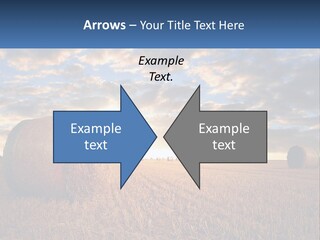 A Field With Hay Bales In The Foreground And A Sunset In The Background PowerPoint Template