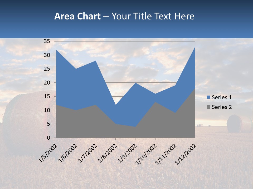 A Field With Hay Bales In The Foreground And A Sunset In The Background PowerPoint Template