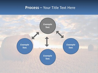 A Field With Hay Bales In The Foreground And A Sunset In The Background PowerPoint Template
